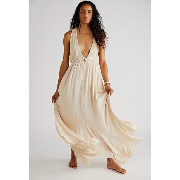 Free People Free-Est Showstopper Midi Dress Billowy Tiered Asymmetrical M 280348 - Picture 1 of 10